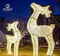 3D Reindeer LED Motif Lights Artificial Deer Christmas Santa Holiday  Lighting Custom Street Shopping Mall Landscaping