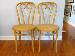 Pair Of Vintage Thonet Bentwood Cafe Chairs Blonde Wood Cane Seat Zpm Radomsko Poland Mid Ce Midcentury Modern Dining Chairs Cafe Chairs Bentwood Rocking Chair