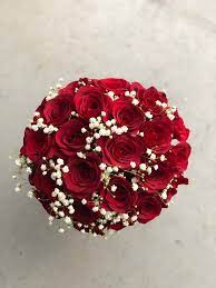 Red Rose And Babys Breath Bouquet Red Rose Bouquet Wedding Red Rose Bouquet Red Bouquet Wedding