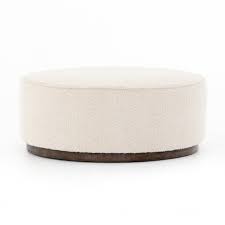 The Sinclair Large Round Ottoman In Knoll Natural From Four Hands Is The Ideal Extra Seat For Your Home The Te In 2020 Large Round Ottoman Round Ottoman Large Ottoman