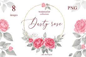Check spelling or type a new query. Dusty Rose Floral Frame Clipart Png Jpeg Watercolor By Solo Art Original Thehungryjpeg Com