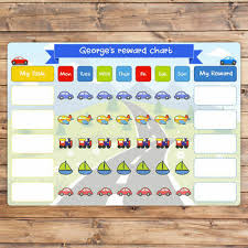 Personalised Whiteboard Transport Reward Chart With Free With Free Dry Wipe Pen Ebay