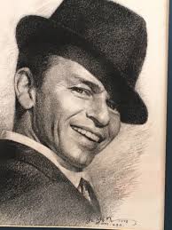 Frank Sinatra Drawing 1998 Signed