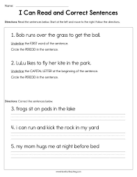 I Can Read And Correct Sentences Worksheet In 2020 Sentence Correction Sentences Reading Words