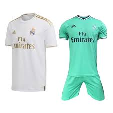 2019/2020 fans (supporters) real madrid jersey is white with golden adidas stripes. Real Madrid Jersey 2019 2020 Sportswear Shirt With Shorts Home Whitethird Green Name Set Laliga Shopee Philippines