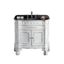 Even if you know you want an antique vanity with sink, there are still finish, size and storage variables to consider. Ove Decors York 36 In W X 20 In D Single Sink Vanity In Antique White With Granite Vanity Top In Black With White Basin York 36 The Home Depot