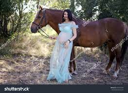 Pregnant Girl Pregnant Woman Horse Motherhood Stock Photo 692766934 |  Shutterstock