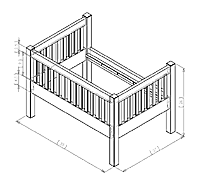 Crib sniglar (39 €), 4 wheels (0.85 € c / u) and a hinge (2.60 €) description: Pin On Grandbaby