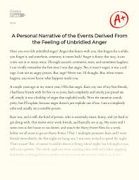 Maybe you would like to learn more about one of these? A Personal Narrative Of The Events Derived From The Feeling Of Unbridled Anger Essay Example 1629 Words Gradesfixer