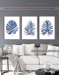 Bathroom Wall Art Palm Leaf Downloadable Prints Wall Decor Etsy Bathroom Wall Art Wall Prints Navy Blue Decor Living Room
