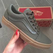 Khaki Green Vans Old Skool Olive Green Ladies Footwear Off The Wall Gumsole Vans Shoes Outfit Vans Shoes Fashion Vans Shoes