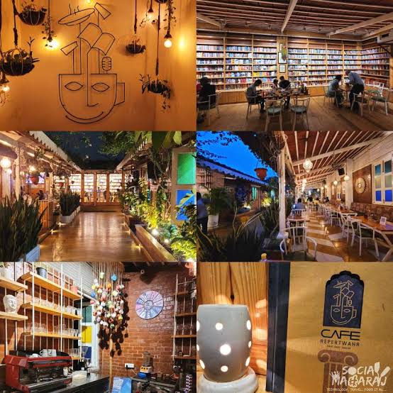 The iconic bookstore and library dining hall at Cafe Repertwahr, AI generated