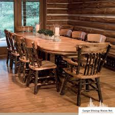 Rough cut oak children's table set. Saranac Hickory Log Rustic Dining Set