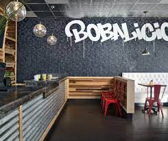 Boba Tea Shop Modern And Industrial Style See More Work From Corine Maggio Natural Designs Http Www Corinemaggio Tea Shop Tea House Design Tea Store Design