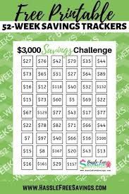 7 Free 52 Week Money Saving Challenge Printables Hassle