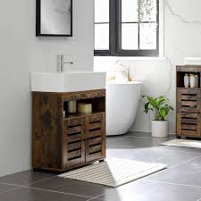 I love that my expandable shelf fits this awkward space perfectly. Adjustable Shelf Bathroom Vanity Unit With 2 Louvered Doors Rustic Brown Bbk04bx Vasagle Under Sink Cabinet Storage Cupboard 60 X 30 X 63 Cm Home Kitchen Floor Cabinets