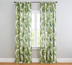 Pottery barn emery linen/cotton grommet curtain curtain, 50w x 108l, white. Palm Print Linen Cotton Rod Pocket Curtain Pottery Barn