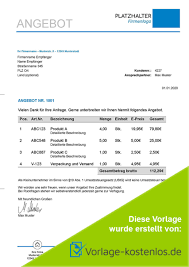 Wenn der freelancer ein verbindliches angebot mit genauen. Angebotsvorlage Kleinunternehmer Word Excel Download
