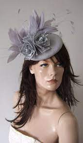 Silver Lurex Smartie Headpiece With Silver Flowers And Grey Feathers Wedding Hat For Winter Wedding Winter Mot Wedding Hats For Guests Bride Hat Wedding Hats