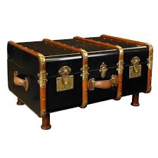 Authentic Models Mf040 Stateroom Trunk Black Coffee Table Trunk Travel Trunk Coffee Table Chest Coffee Table