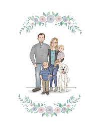 Custom Family Portrait Family Drawing Custom Illustration Heartoons Family Drawing Custom Family Portrait Cute Family Pictures