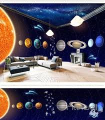 Solar System Planet Theme Space Entire Room Wallpaper Wall Mural Decal Idcqw 000048 Room Wallpaper Kid Room Decor Wall Wallpaper