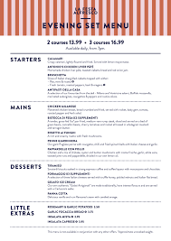 Carluccio S Evening Set Restaurantmenu Uk Restaurant Menu Design Menu Design Inspiration Menu Restaurant
