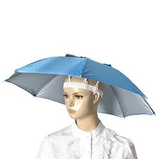 Sky Blue Folding Umbrella Hat With Adjustable Headband Cool Umbrellas Umbrella Adjustable Headband
