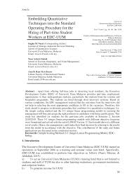 +679 323 2402/323 2050 email:library@usp.ac.fj. Pdf Embedding Quantitative Techniques Into The Standard Operating Procedure For The Hiring Of Part Time Student Workers At Edc Uum