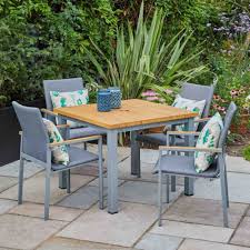Siena 4 Seater Dining Set With Stacking Chairs In 2020 Contemporary Garden Dining Set Outdoor Furniture Sets