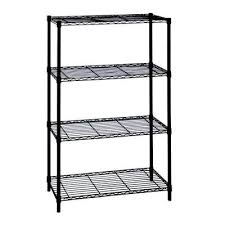 Hdx Black 4 Tier Wire Shelving Unit 36 In W X 54 In H X 14 In D 21436bps The Home Depot Wire Shelving Wire Shelving Units Metal Shelving Units
