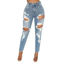 Fashion Sexy Skinny Floral Applique Jeans Women High Waist