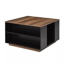 Rustic/natural medium square wood coffee table with shelf. Buy Hako Modern Square Storage Coffee Table Solid Black Reclaimed Barnwood Saracina Home Online In Taiwan 82325244