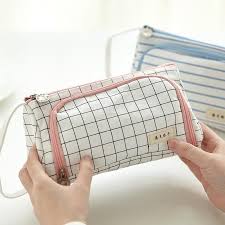 Big Multi Compartment Pencil Case With Handle Simplecutelife Canvas Pencil Case Stationery Organization School Pencil Case