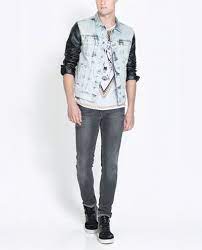 Denim Jacket With Faux Leather Sleeves Coats And Jackets Man Zara United States Mannermode Jacken Coole Jacken