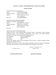 Selanjutnya adalah surat kuasa untuk pengambilan uang di bank bni. Contoh Surat Kuasa Pengambilan Uang Di Bank