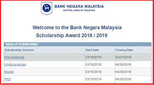 Below is the list of recipients for national scholarship (50) and bank negara kijang emas (5) for 2012. Permohonan Biasiswa Bank Negara Malaysia Scholarship Programme 2019 Pendidikanmalaysia Com