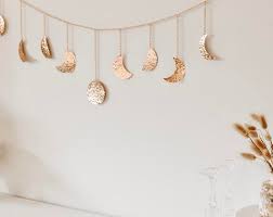 Rainbow Black Moon Phase Hanging Celestial Art Moon Etsy In 2020 Moon Decor Hanging Garland Boho Wall Decor