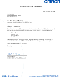 For instance, if a mechanic injures their hand or a teacher has back surgery. Hhxmd03c Omron Ble Module Cover Letter Fcc Request For Short Term Confidentiality Letter Omron Healthcare