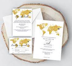 Destination Wedding Invitation Printable Faux Gold World Map Etsy In 2020 Map Wedding Invitation Printable Wedding Invitations Destination Wedding Invitations