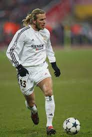 Beckham's league debut came soon after, and his impact was similarly impressive. David Beckham Of Real Madrid In Action During The Uefa Champions David Beckham Football Beckham Football David Beckham Soccer