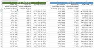 To generate timestamps that will include future dates, you can use the following Insert Random Dates And Times In Excel Asap Utilities Blog