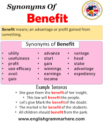 Synonyms Of Benefit Benefit Synonyms Words List Meaning And Example Sentences Synonyms Words Are That Have Different S In 2021 Word List Words How To Memorize Things