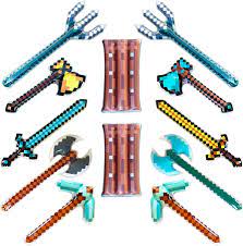 Amazon.com: Inflatable Army 12-pack: Pixel Swords, Pickaxes, Hatchets,  Axes, Tridents, and Shields (2 of each) blow up Pixel Party Favors : Patio,  Lawn & Garden