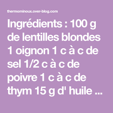 Soupe De Lentilles Blondes Thermomix Blog Cuisine Thermomix Avec Recettes Pour Le Tm5 Tm31 Lentilles Lentilles Blondes Soupe Lentilles Vertes