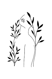 Aesthetic Minimalist Black And White Phoenix Tattoo Small Flower Woman Print Digital Download Poster Printable Line Etsy In 2020 Flower Wall Art Line Art Line Art Drawings