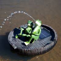 The zen iii fountain frog statues are in the lotus position for a moment of zen. Solar Water Fountain Floating Frog Spitter Feature For Pond Pool Garden