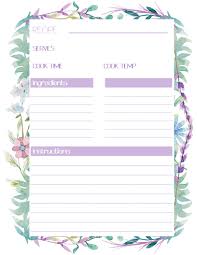 Floral Recipe Book Templates Createful Journals