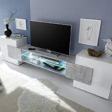E com meuble tv meuble tv meuble de divertissement samuel 150 cm. Meuble Tv Gris Et Blanc Meuble Tele Moderne Meuble Tv Avec Led