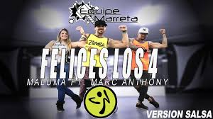 Maluma extiende la vida de felices los 4, su tema más exitoso hasta el momento, con una versión en salsa junto a marc anthony que ya cuenta con un video oficial en youtube. Maluma Felices Los 4 Version Salsa Zumba Ft Marc Anthony Choreography Equipe Marreta Youtube